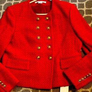 Veronica beard blazer in red tweed